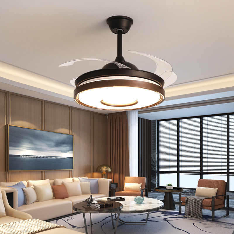 风扇吊扇中式风格餐厅加长隐形吸顶灯静音吊灯吊扇