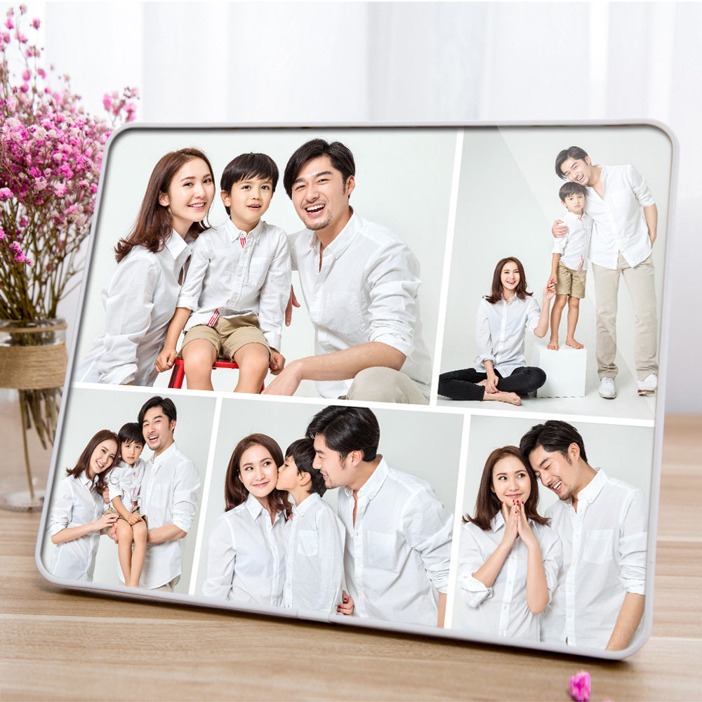 订制12寸木质版画拉菲水晶定做照片墙摆台九宫格木版画