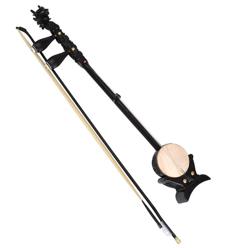 乐府诗正品专业黑檀乌木豫剧龙头盘龙板胡 演奏级板胡送乐器配件