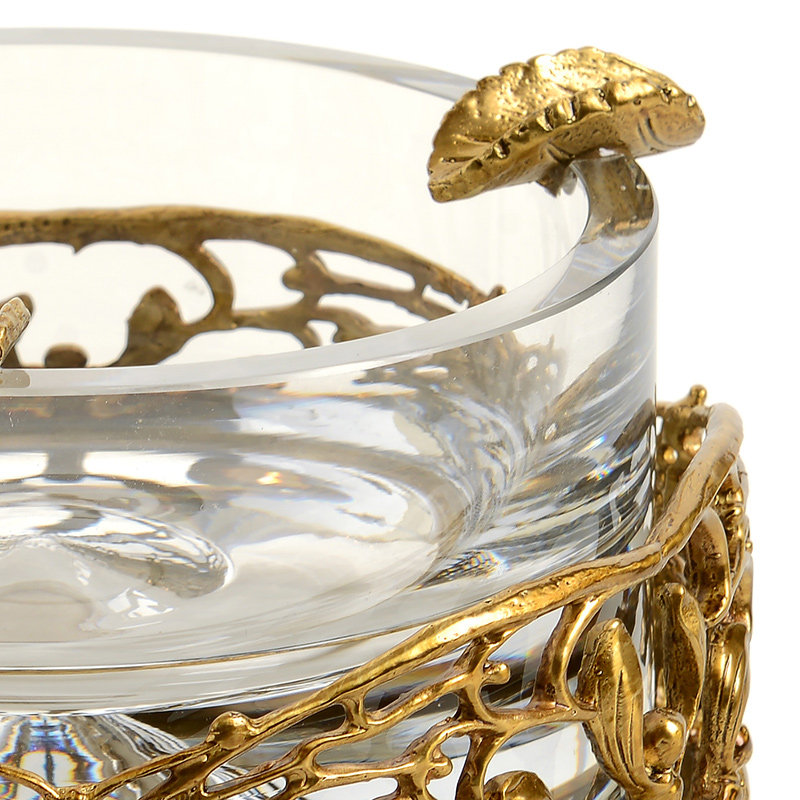 欧式高档艺术水晶镶铜装饰烟灰缸样板房软装别墅装饰烟灰缸