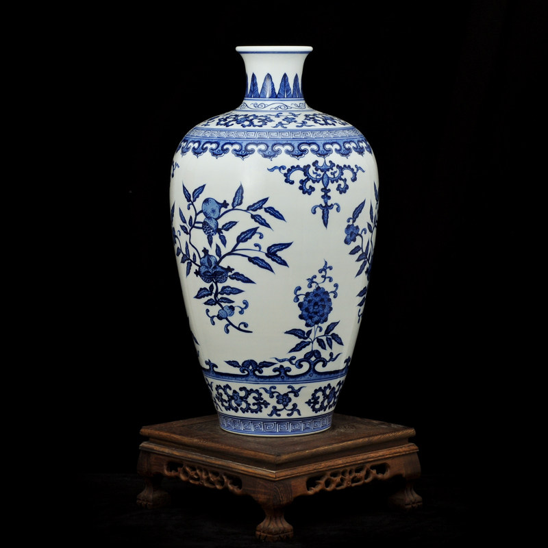 景德镇陶瓷画精品仿古青花瓷花瓶 纯手工制作绘瓷器家居装饰摆件