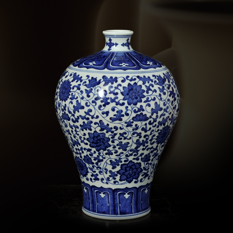 景德镇青花瓷陶瓷花瓶手绘手工仿古青花花瓶