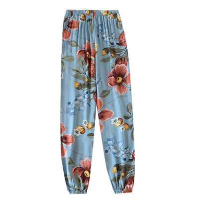 春夏季纯棉士人宽松薄款收口灯笼裤棉绸秋防蚊裤家居睡裤