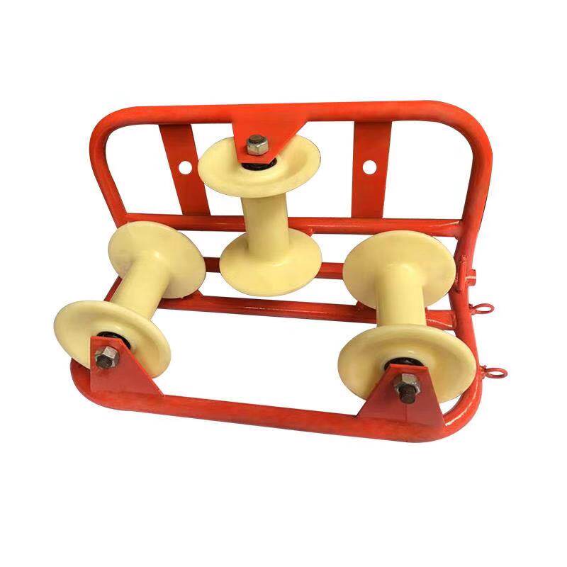 电力电缆放线滑轮支架转角直跑三联井管口桥架平板线缆工具