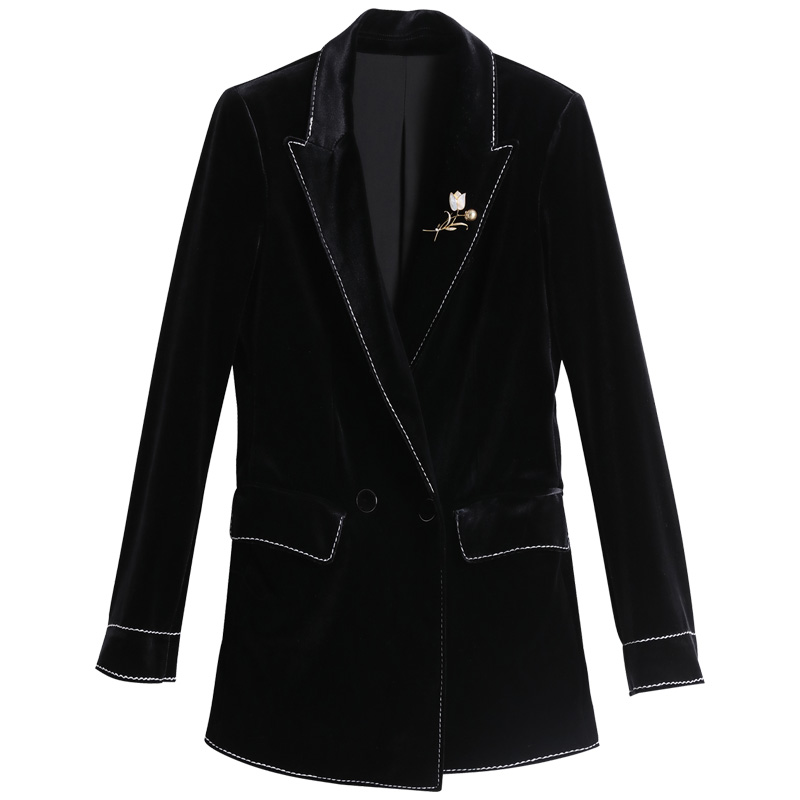 金丝绒西装外套短款2020新款秋季时尚修身洋气西装