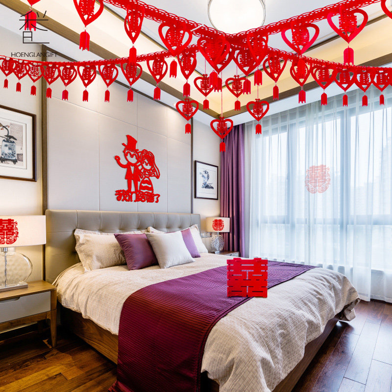 布置装饰结婚婚房拉花彩带彩条新房创意浪漫婚礼拉花