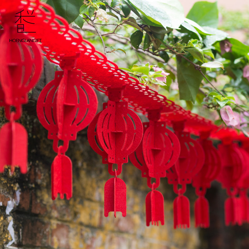 圣诞节灯笼拉花彩带波浪旗周年庆场景布置创意挂饰商场开业装饰