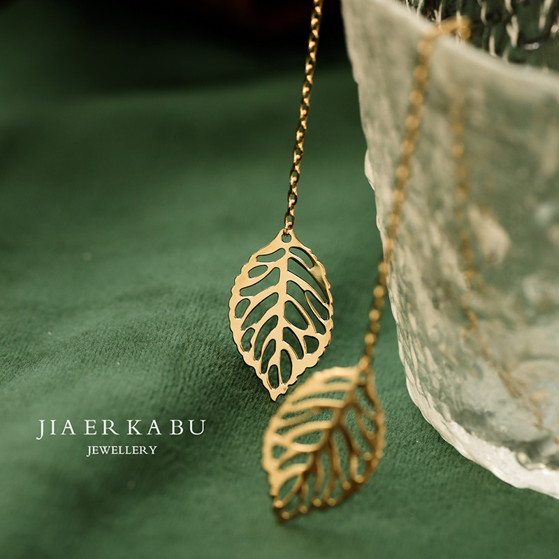 过敏法国镀金十年保色洗澡睡觉免摘镂空叶子项链