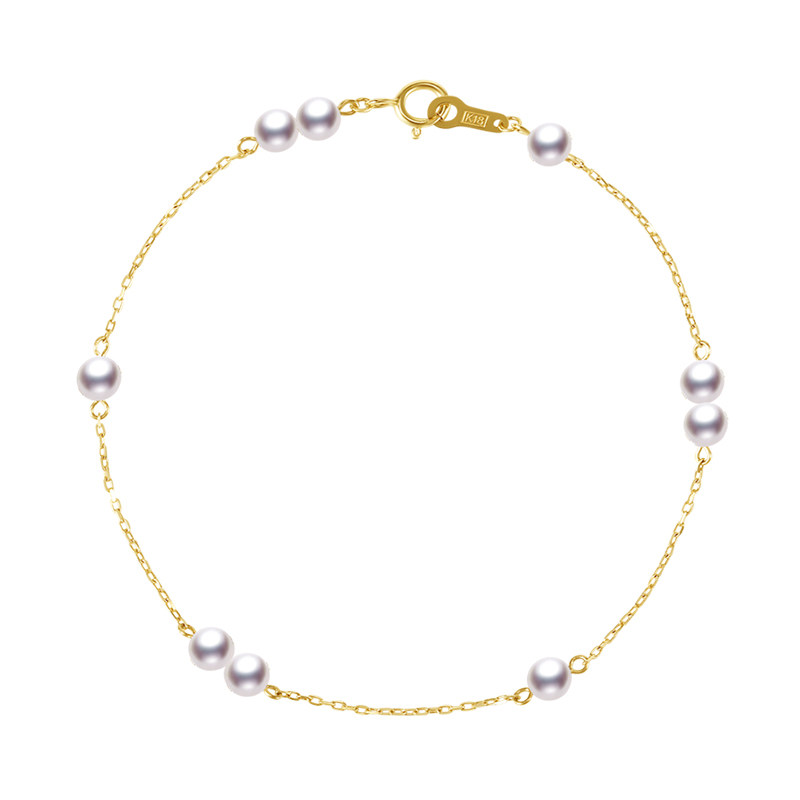 月亮是海 卿音剔透镜面光 18k黄金 镜莹珠裸珠手链 珍珠手链