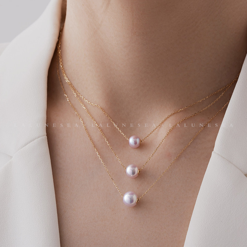 月亮颈饰珍珠莹珠女水镜淡水极光金有黄金有18k颈饰