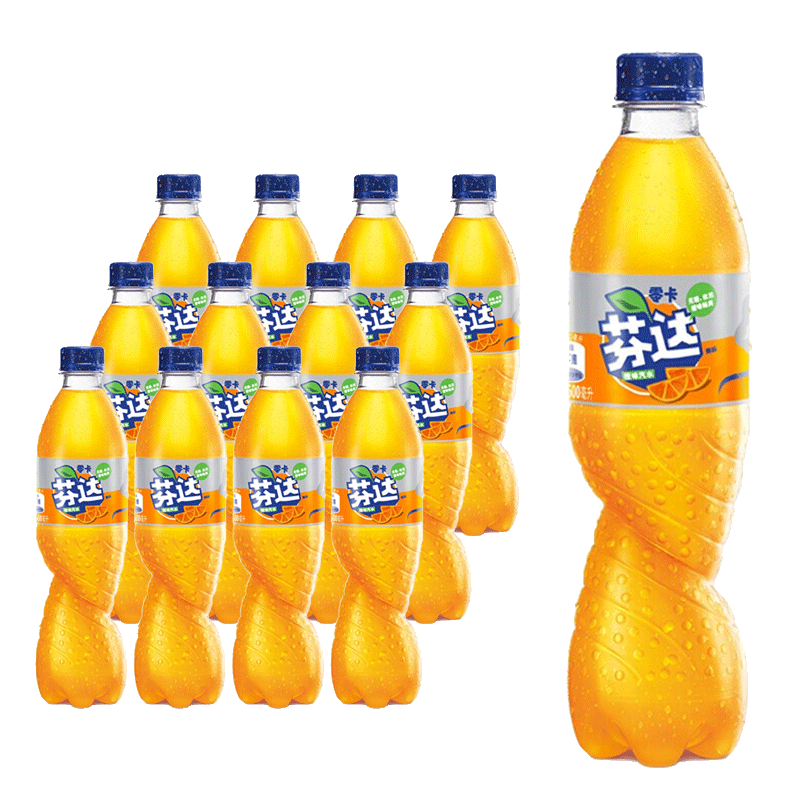 可口可乐芬达500ml*12大瓶装零卡橙子味碳酸饮料雪碧零度饮品饮料