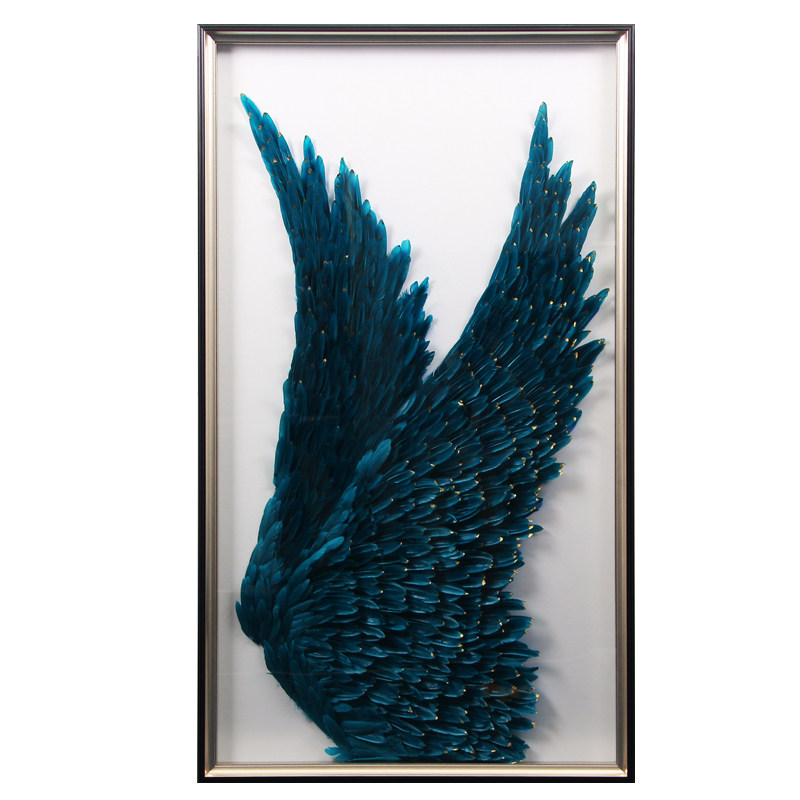 轻奢羽毛入户玄关3d立体沙发背景墙装饰画客厅现代装饰画