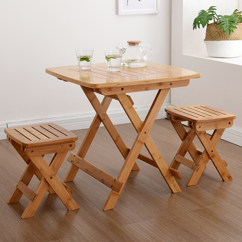 家用折叠桌餐桌便携式小方桌子楠竹吃饭桌宿舍实木小折叠桌阳台