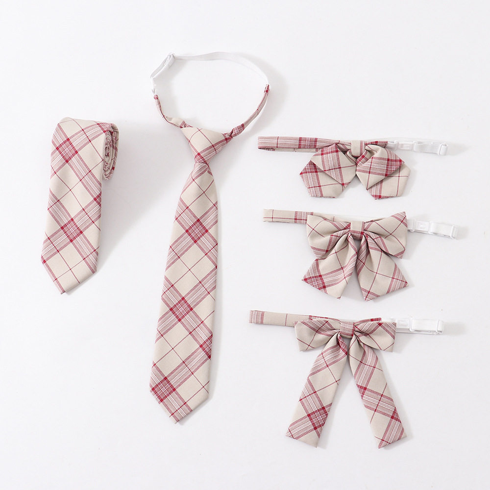 制服jk领结少女蝴蝶结衬衫配件枣红间白格领花领结