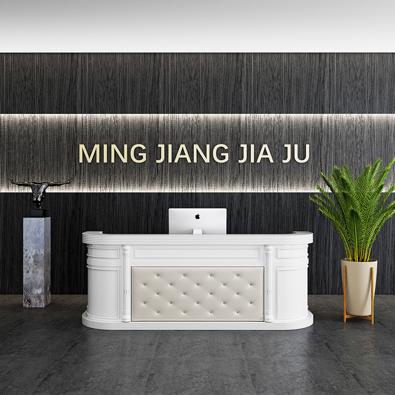 软包带灯烤漆收银台圆弧欧式吧台公司前台接待足浴收银台