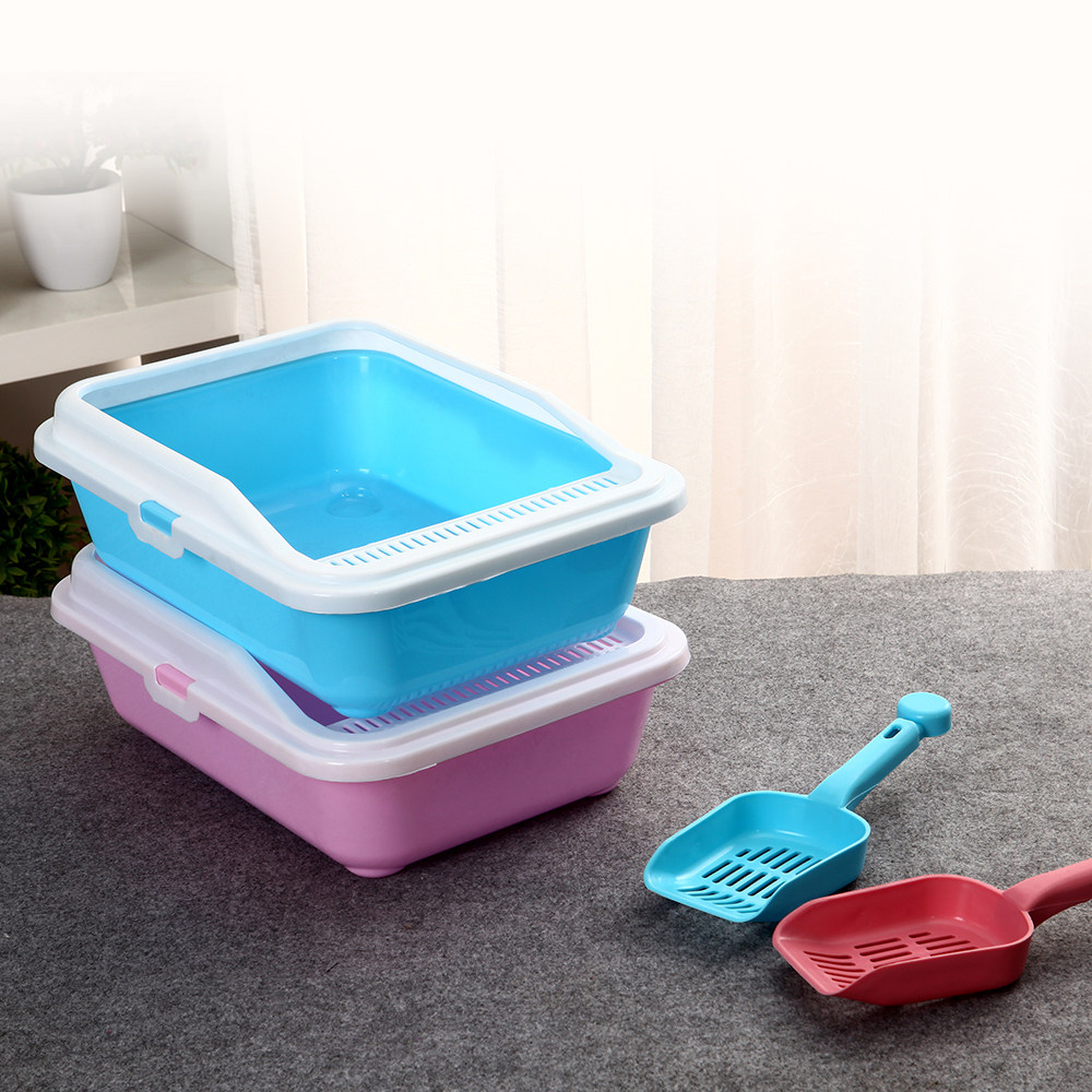 宠物猫砂盆猫厕所猫咪用品猫屎盆子大号小号半封闭式猫厕猫便盆