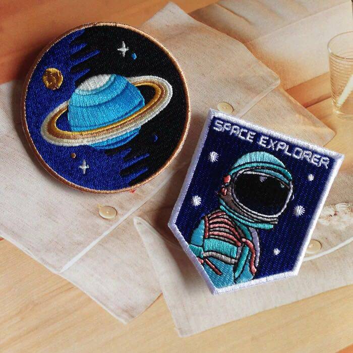 刺绣韩国进口宇航员北斗北斗星星球胸针布贴补丁布贴