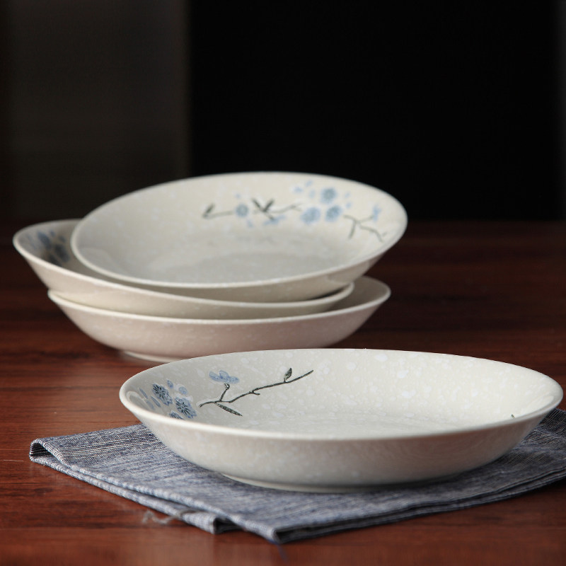 雅泰雪花瓷盘子陶瓷盘子日式手绘菜盘饭盘寿司盘泡菜碟餐饮用具