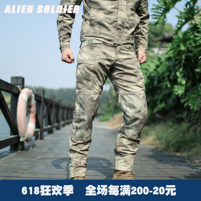 异种兵废墟迷彩战术军迷裤男秋冬季军迷户外修身束脚工装工具长裤