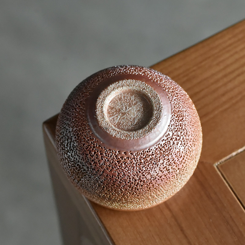 柴烧德化手工冰烟杯自然落灰无釉主人柴窑粗陶茶杯