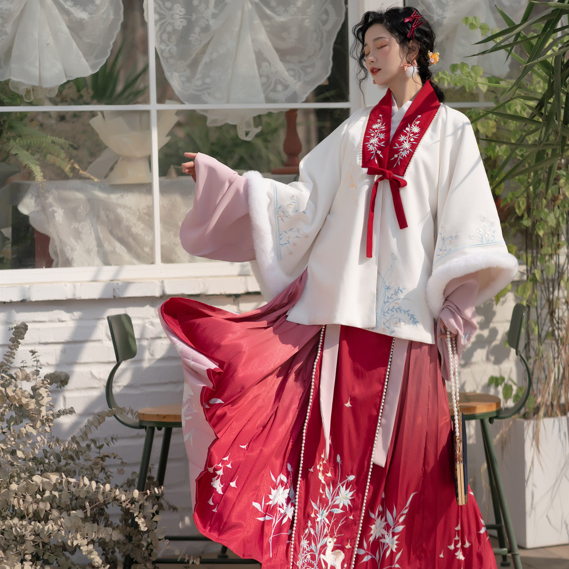 风来榕下小鹿原创创明制交领袄裙汉服女半袖汉服