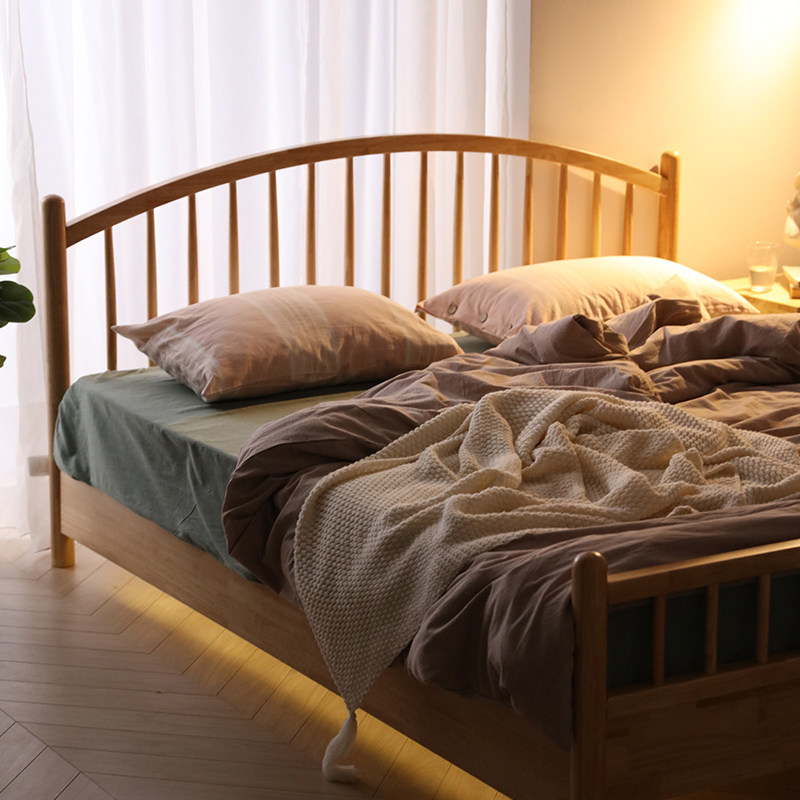 北欧全实木床现代简约18米双人床主卧大床单人床家用实木床