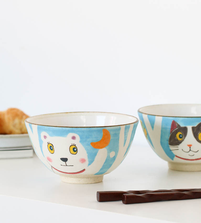 my日本作家手作外山亜基手绘可爱插画画风碗