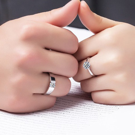 一生一世pt950铂金情侣对戒结婚求婚戒指一对男女莫桑石白金钻戒