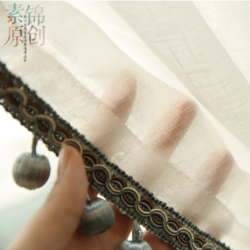 轻烟罗纱素锦美式轻奢白纱飘窗客厅阳台纱帘定制窗帘
