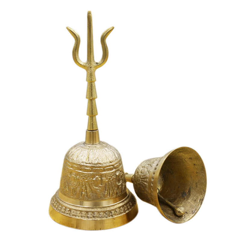 摇铃手摇纯铜法铃道教法器道铃乐器三叉铜铃风铃及配件