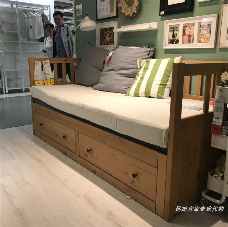 宜家国内代购汉尼si 坐卧两用床小户型沙发床抽拉床多功能北欧