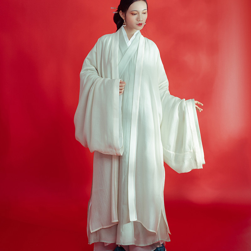 后汉抚仙宋制天丝宽袖长衫春秋三件件套汉服