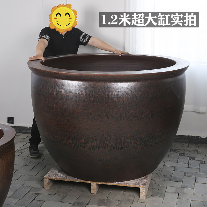 水缸景德镇仿古缸带狮耳陶瓷鱼缸老式大缸荷花桌面缸