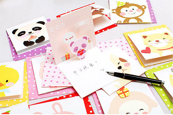 萌卡卡通烘焙宝宝满月祝福贺卡生日派对邀请贺卡