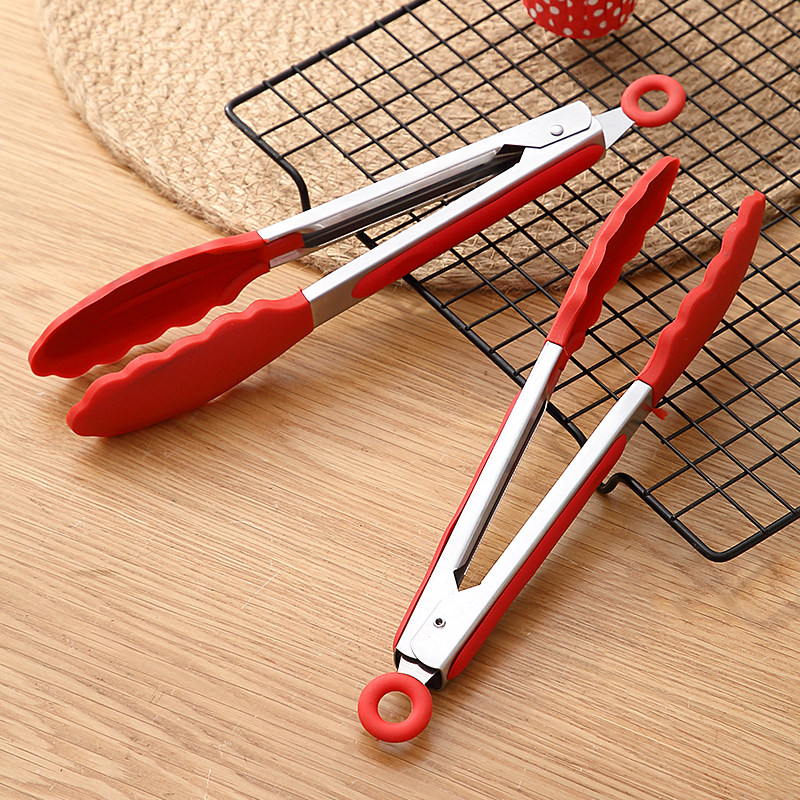 食品级硅胶烤肉夹家用不锈钢夹子厨房夹菜烧烤煎牛排专用夹菜夹子