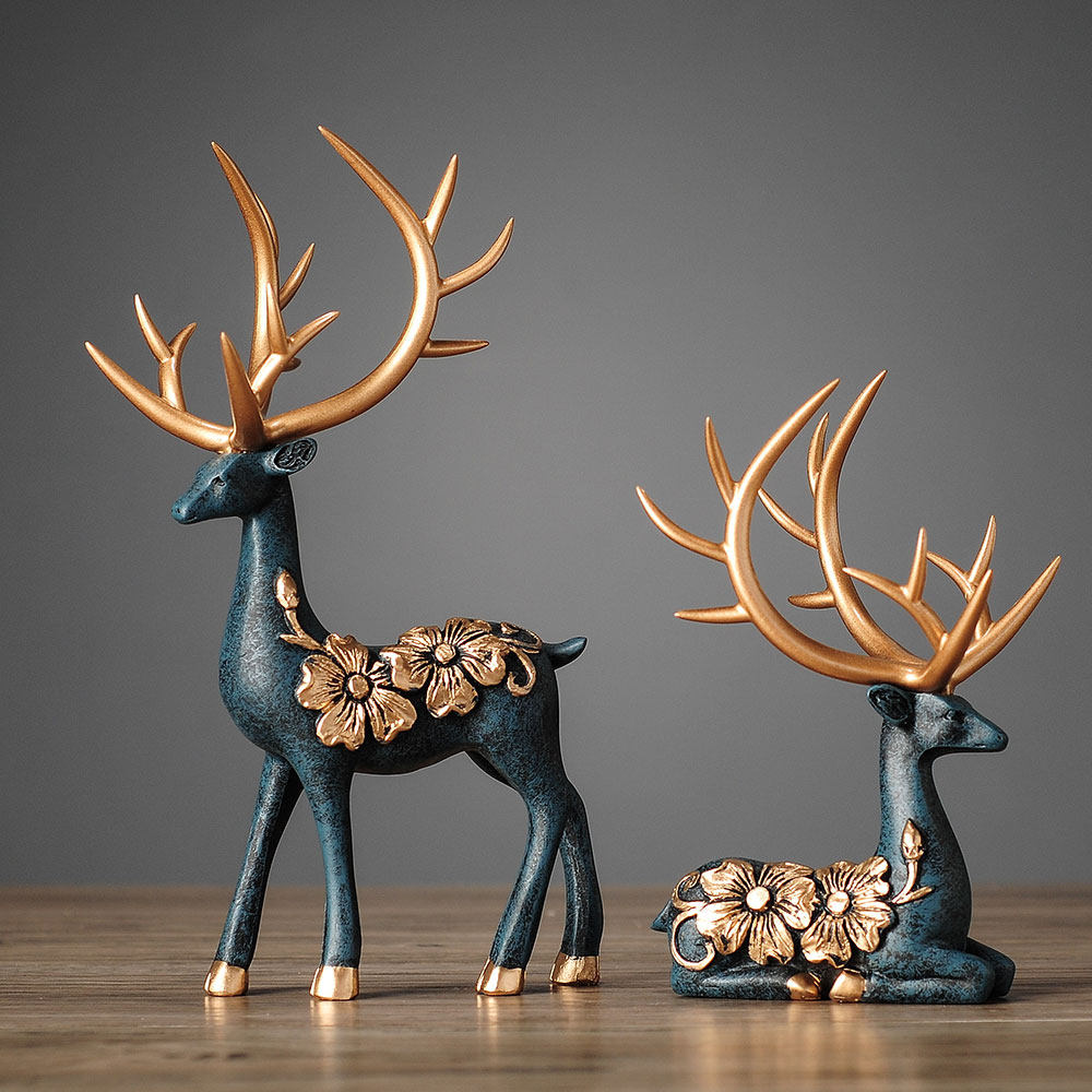 招财财鹿福字摆件客厅酒柜柜架装饰家居创意电视柜摆件