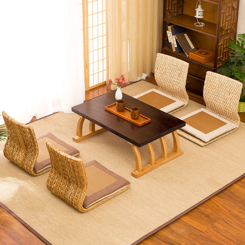草艺居榻榻米座椅日式简约飘窗椅单人床上电脑靠背椅无腿和室椅子