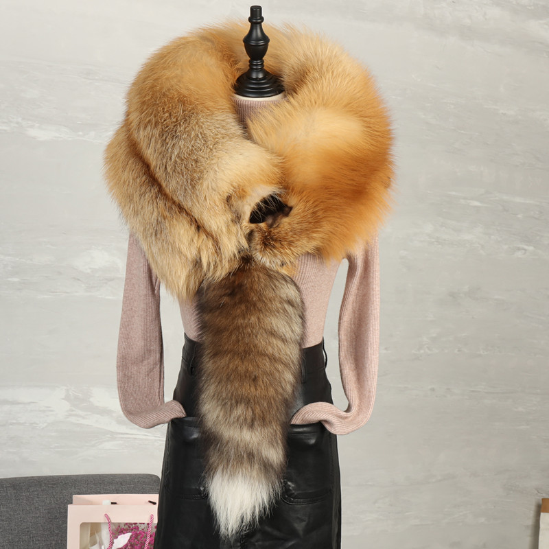 围脖博美银狐真皮狐狸皮保暖秋冬披肩红狐冰雪围巾