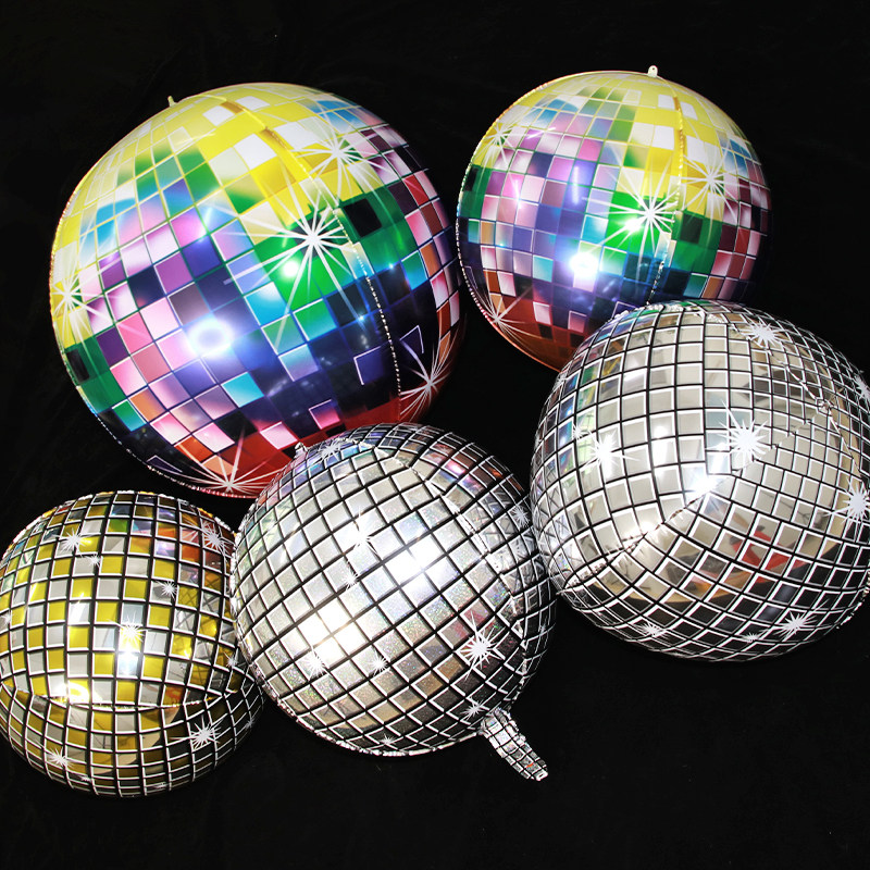 ins风格4d镭射迪斯科disco正圆球形装饰汽球气球