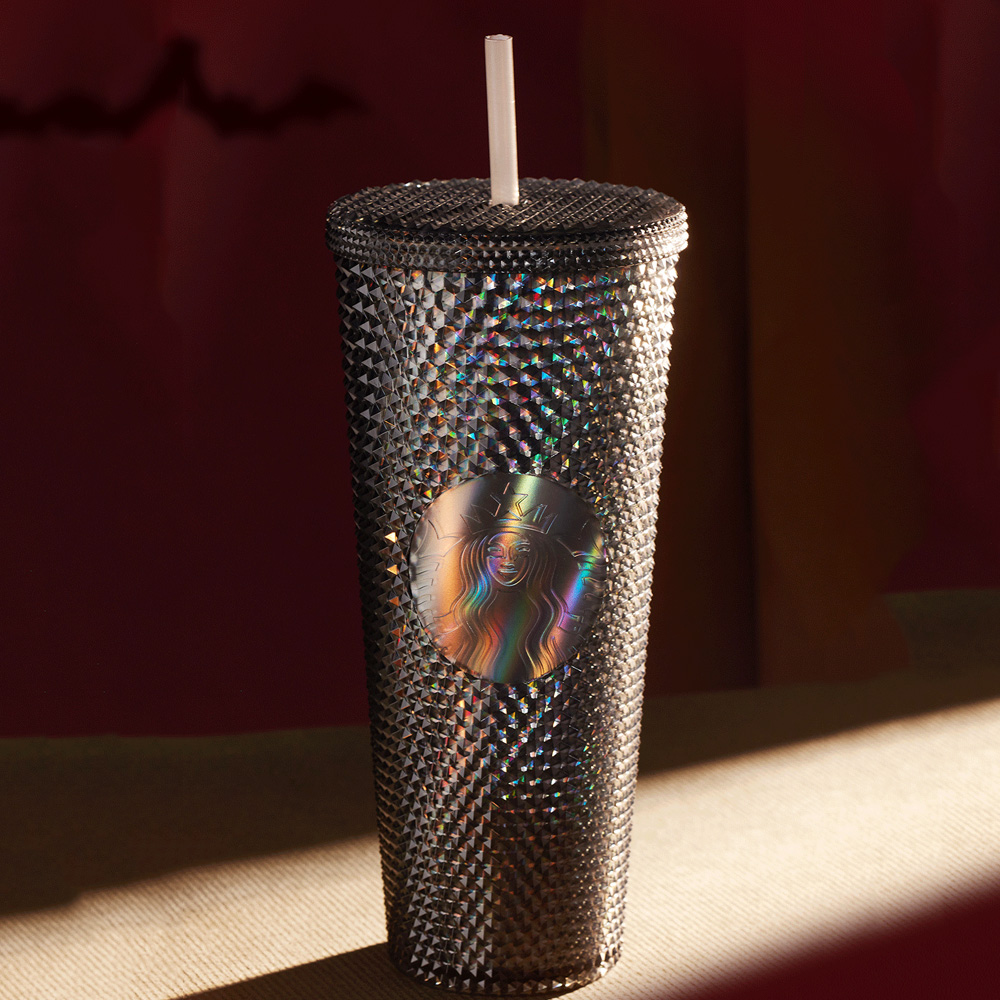 星巴克新款杯子万圣节五彩斑斓酷黑榴莲成人大容量塑料吸管杯