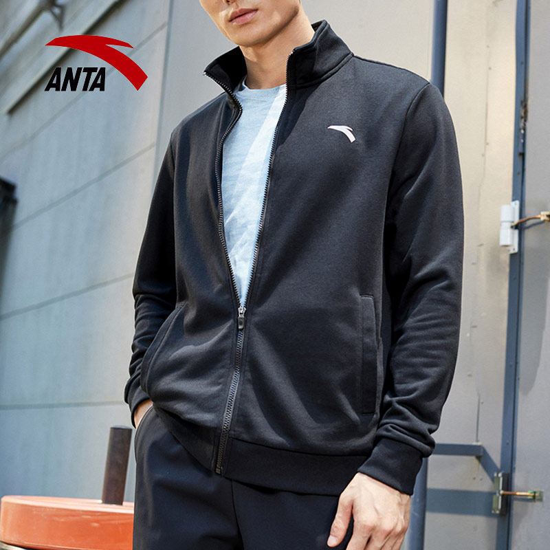安踏外套2021春秋秋季新款立领茄克休闲男装运动茄克