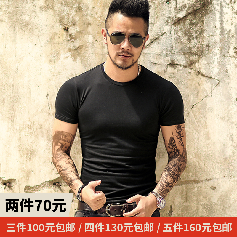 2022夏装新款男装纯色短袖T恤型男修身休闲圆领T恤上衣潮流T567