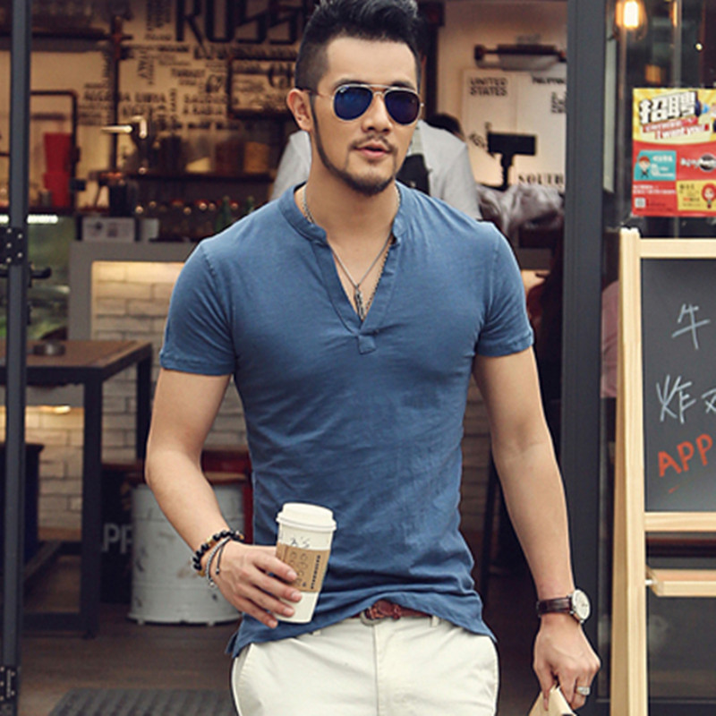 2件包邮夏季polo衫竹节棉修身短袖T恤V领半袖保罗衫男上衣PL1010