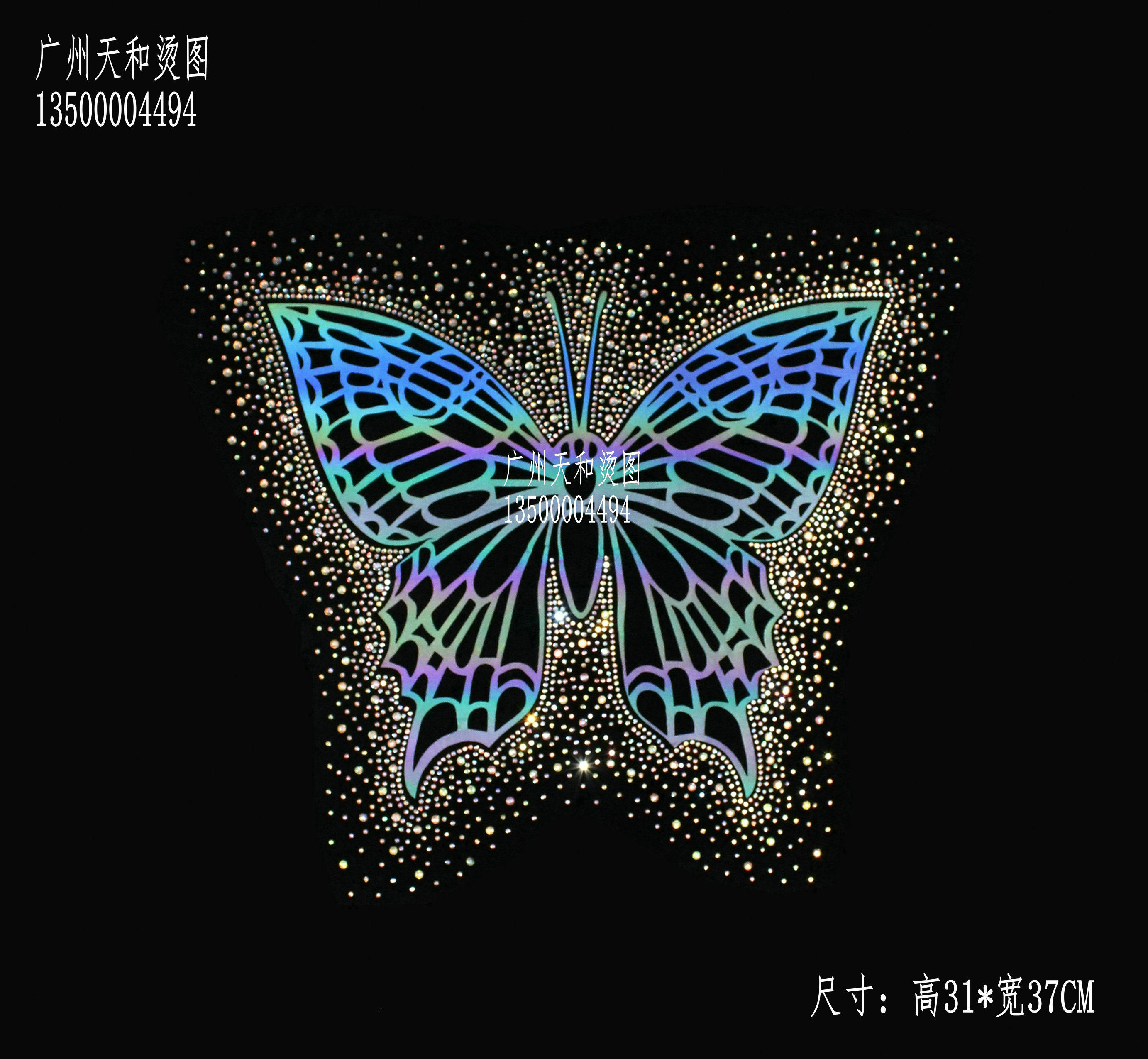 抖音网红爆款超闪镭射变色幻彩蝴蝶烫图衣服烫画