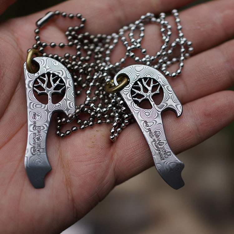 德国 大马士革小玫瑰纹多功能工具撬片 edc撬片 开瓶器起子