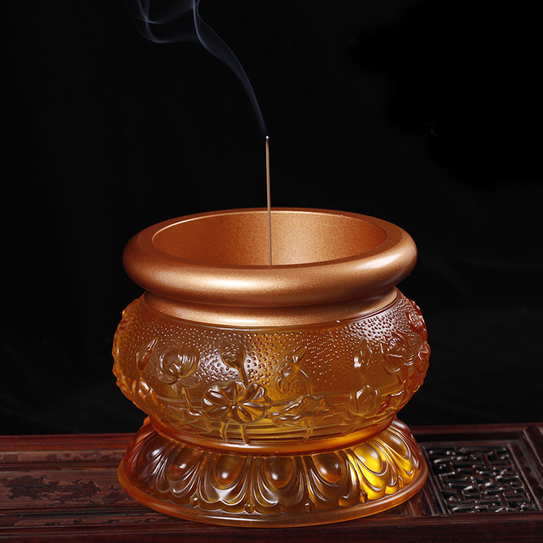 香炉家居佛堂贡炉供佛观音檀香香薰炉仿琉璃香熏灯炉