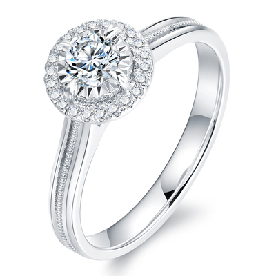 leysen莱绅通灵求婚钻戒1克拉钻石结婚戒指金群镶耀世手饰