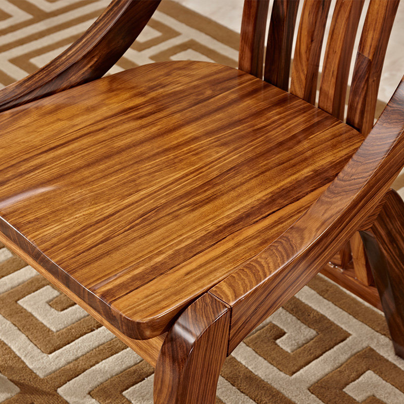 纯实木餐桌椅 进口优质乌金木餐椅 实木餐椅餐厅家具 斑马木餐椅