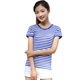 Summer sea soul shirt short-sleeved t-shirt women's blue and white stripes pure cotton round neck slim fit couple models parent-child half sleeves Summer sea soul shirt short-sleeved t-shirt women's blue and white stripes pure cotton round neck slim fit couple models parent-child half sleeves