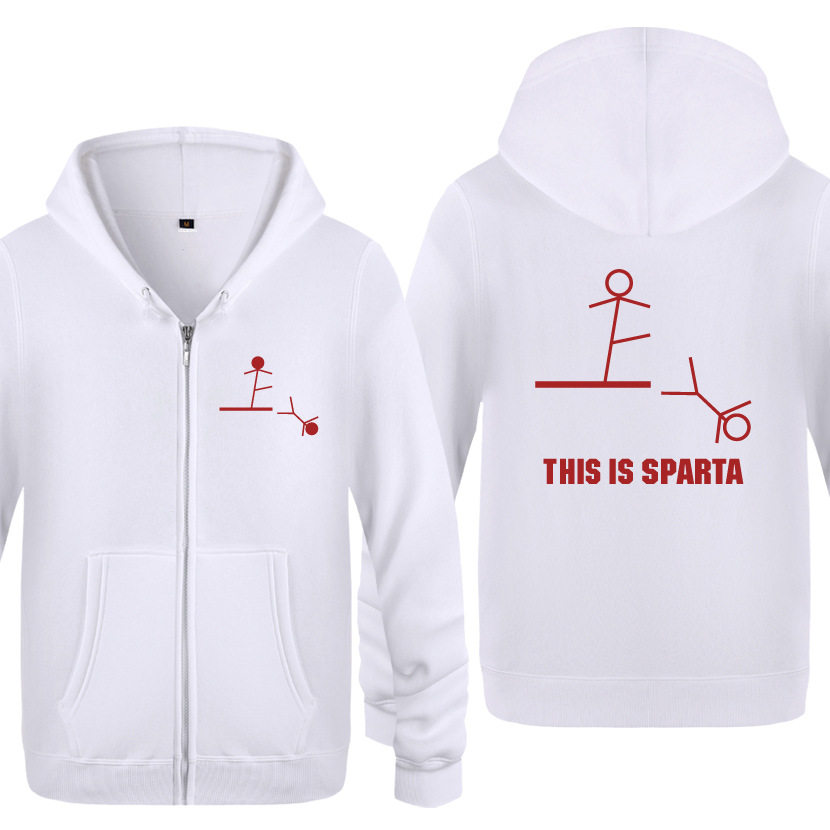 新款抓绒男式拉链卫衣开衫thisissparta恶搞卫衣